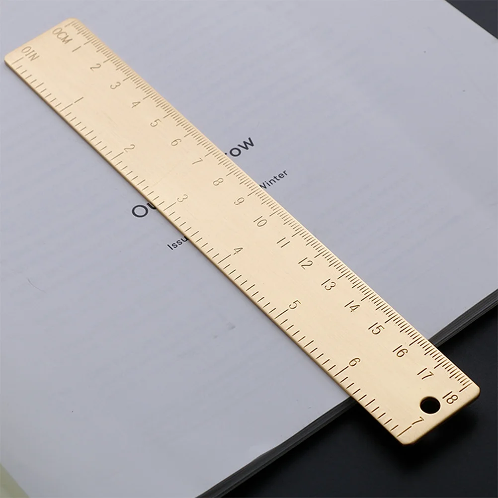 Exquisite Brass Ruler Multi-Functional Bookmark Drafting Ruler Gold Metal Measuring Tool Retro Style Book Decoration