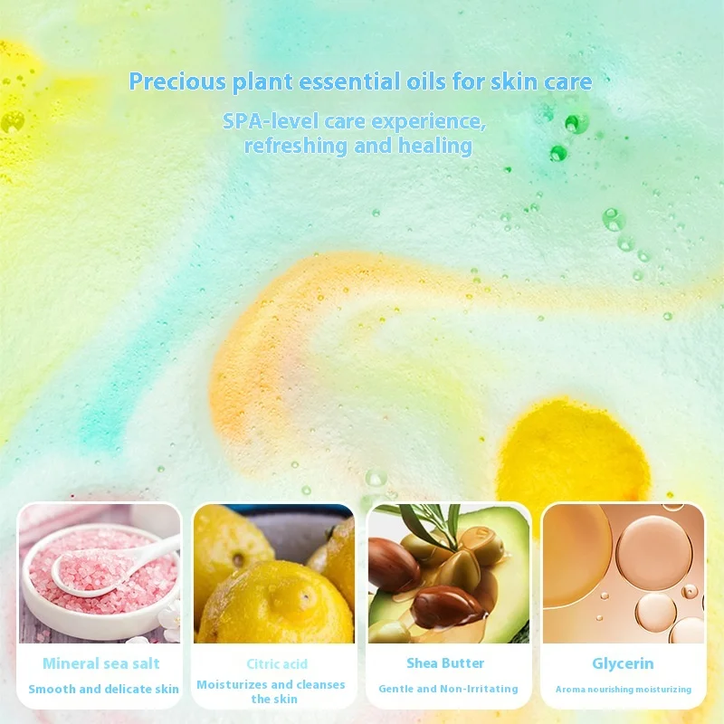 Herbal Plantsbath bombsBath Salt Explosion Bath Salt Ball Set Box Bubble Bath Essential Oil Bath Bomb