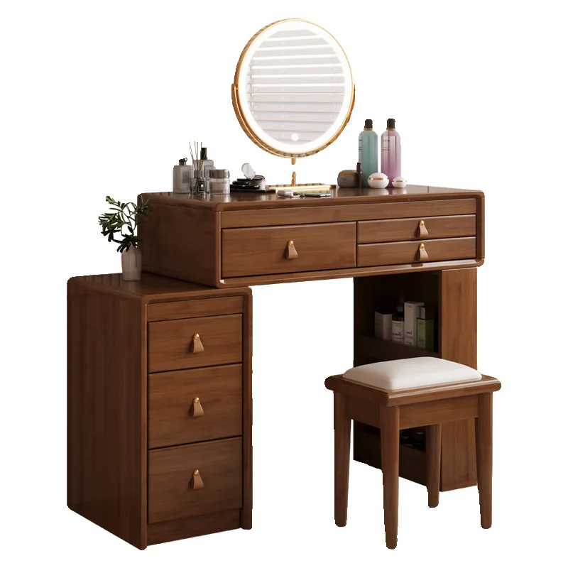 

Solid wood dresser, chest integrated, bedroom, modern simple retractable dressing table, small apartment