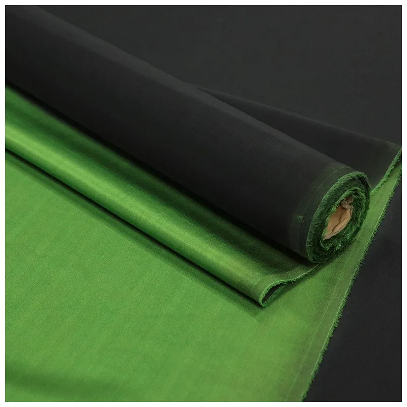 Plain satin fragrant gauze silk fabric ramie emerald green pure clothing designer
