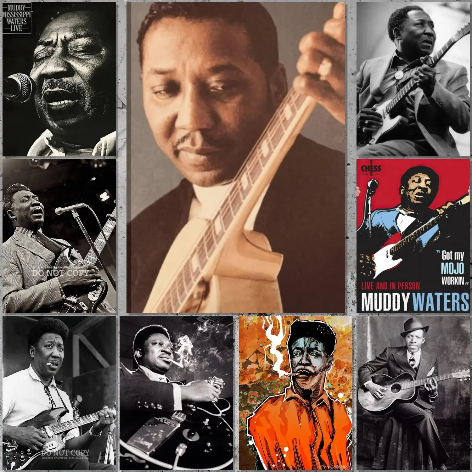 muddy waters Guitarist Poster Canvas Art Poster and Wall Art Picture Print Modern Family bedroom Decor Posters