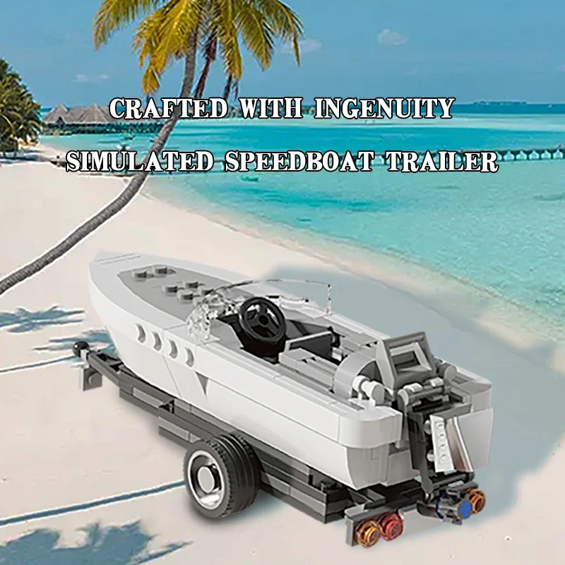 163PCS Tugboat Building Blocks Trailer With Sea Speedboat Model Bricks Desktop Decoration Education Toys For Kids Holiday Gifts