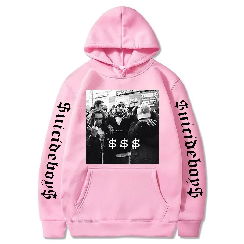 Suicideboys Print Hooded Sweatshirt Long Sleeve Pullover Inside Fleece Front Pocket New Popular Street Fashion Streetwear