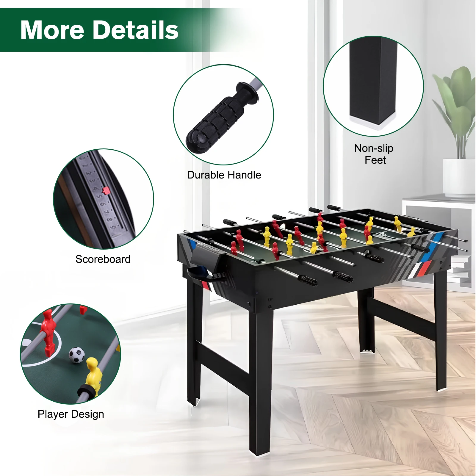 4-In-1 Combo Game Table Set with Football Billiards Ice Hockey Table Tennis All in One Game Table for Friends and Family Playing