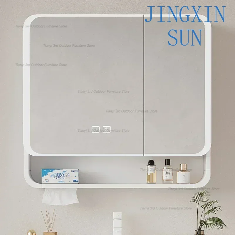 Nordic Style Smart Bathroom Mirror Cabinet Wall-mounted Beauty Makeup Fog Removal Mirror Cabinet Shelf Home Furniture Шкаф FYBC