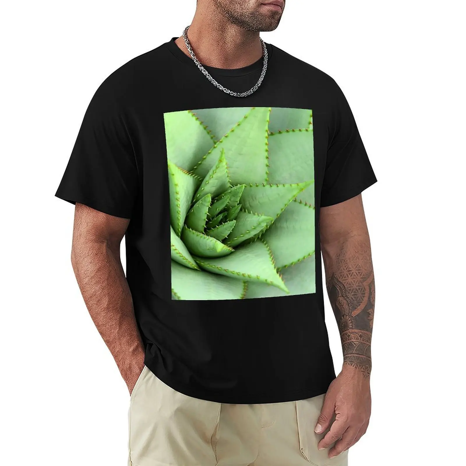 Mimal light green colored catcus succulent plant summer tropical plant T-Shirt funnys anime graphics Men's t shirts
