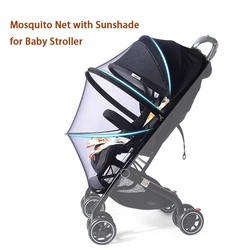 Mosquito Net with Sunshade Cover for Baby Stroller Summer Elasticity Cotton Canopy Insect Net Pushchair Baby Accessories