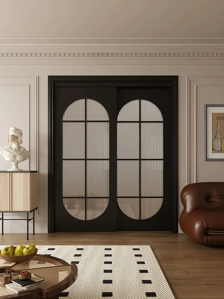 Arc arch door, solid wood lacquered door, hanging rail door,