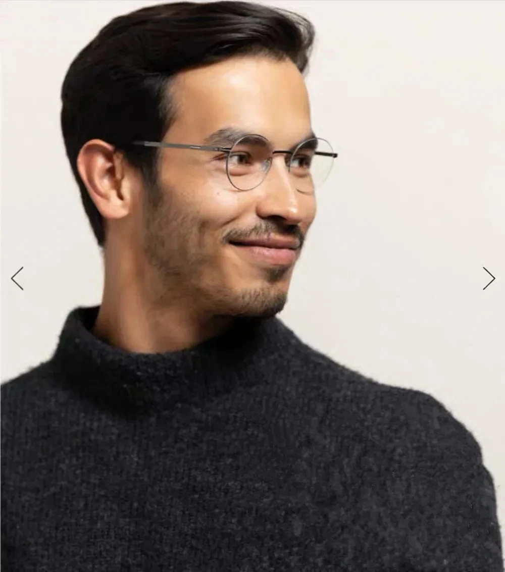 Germany Brand Design Oroshi Screwless Round Ultralight Glasses Frame Men Women Thin Steel Eyeglasses 128mm Small Face Spectacles