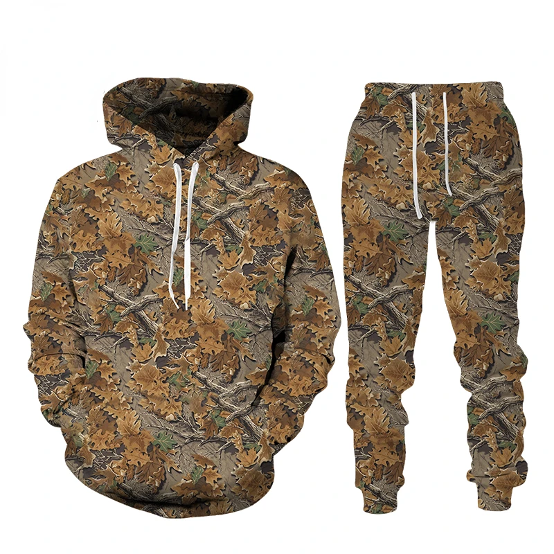 Sudadera con capucha con estampado 3D para hombre y mujer, traje de camuflaje, jersey de moda, pantalones de chándal casuales, conjunto de suéter, trajes deportivos