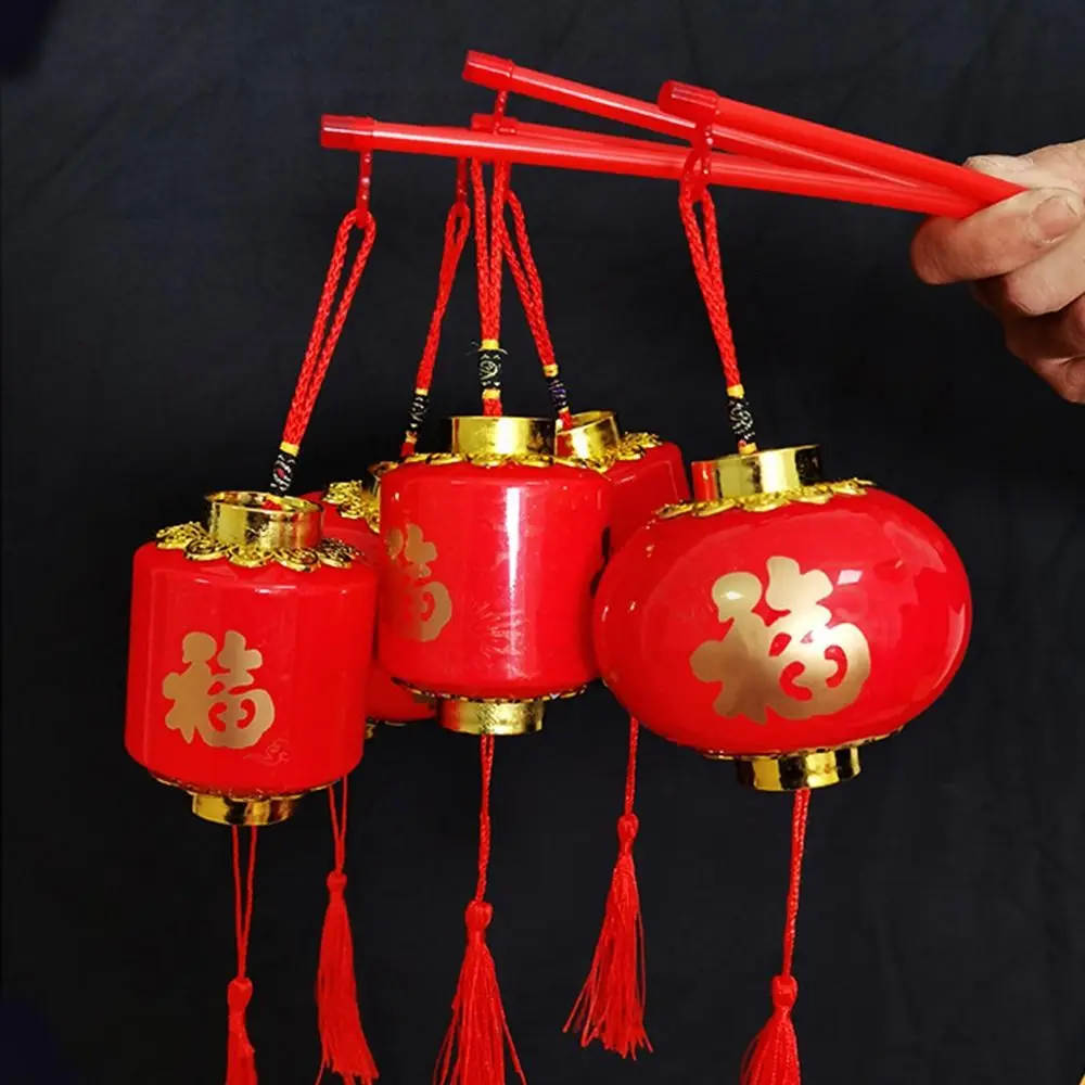 

Portable Luminescent New Year Handheld Lantern Lucky Chinese Style Spring Festival Lantern LED Antique Red Lantern Home Decor