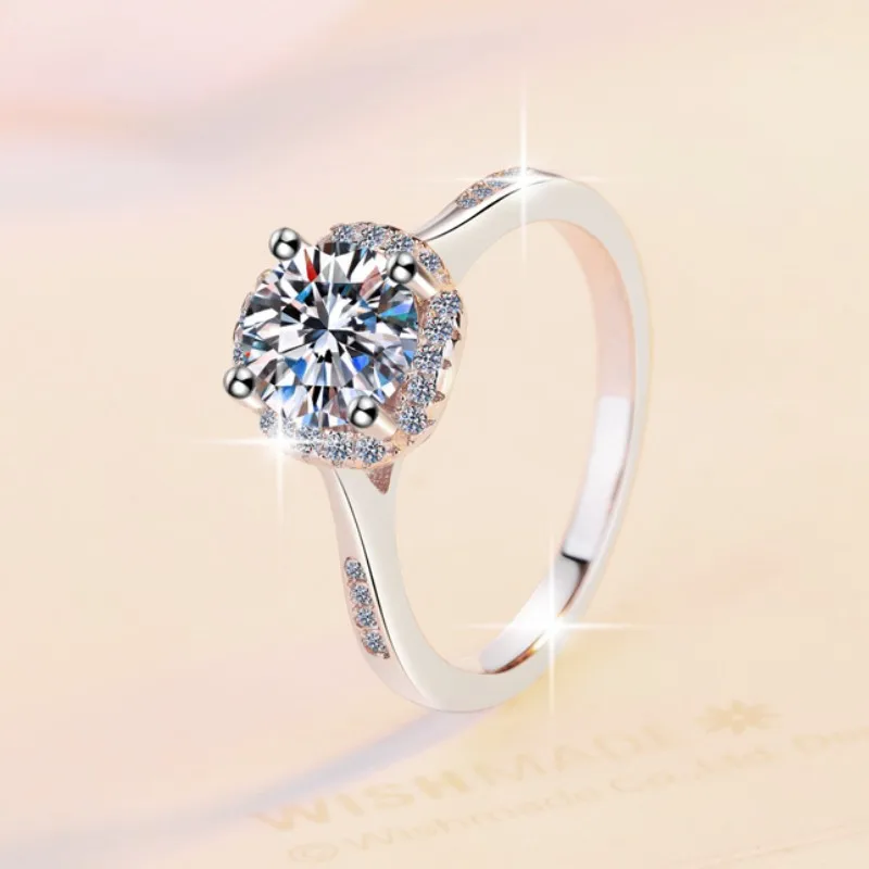 

Sweet Fashion PT950 Platinum 6-Prong Ring 1CT Moissanite Women's Daily Dating Sparkle Band