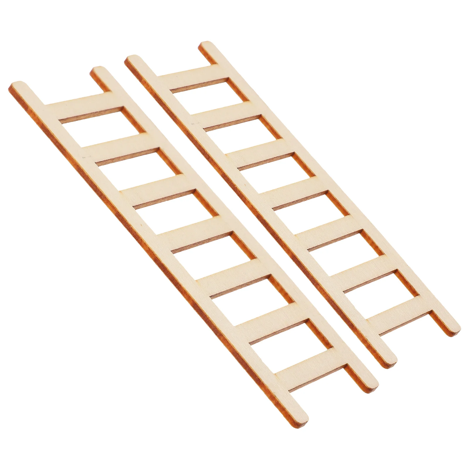 2 Pcs House Ladder Wooden Miniature Ladders Toy Room DIY Craft Accessory Landscape Model Adorn