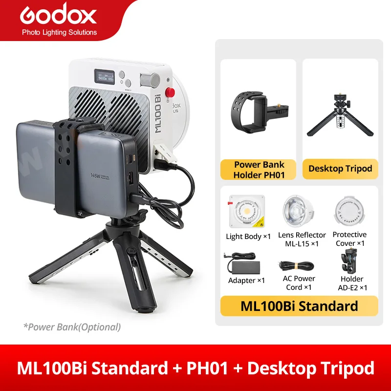 Godox ML100Bi バイカラー ポータブルLEDライト 120W オンボード