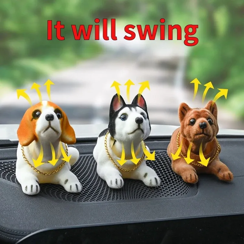 Car Doll Husky Beagle St Bernard Shepherd Shake Head Dog Decoration Car Interior Decoration Cute Creative Gift Tabletop Ornament