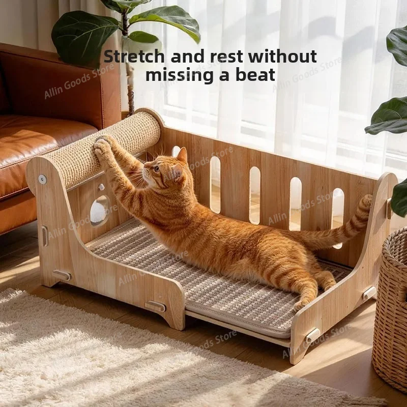 Multifunctional Sisal Cat Bed Integrated Scratching Lounge Detachable Non-Shed Paw Grinding Mat For All Seasons