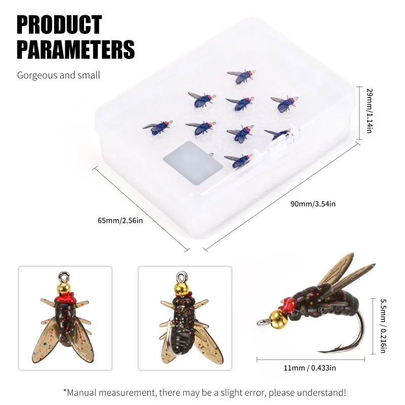 

20pcs Silicone Bait Brass Bead Head Fast Sinking Nymph Scud Fly Bug Worm Trout Fishing Flies Artificial Insect Fishing Bait Lure
