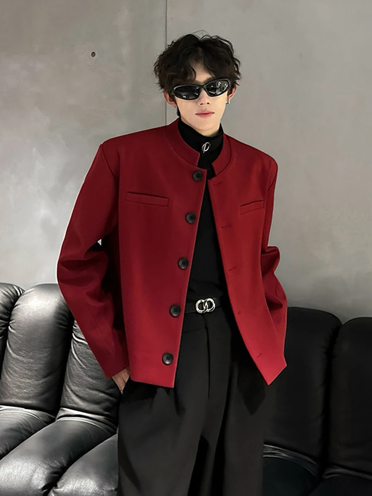 

Новый китайский костюм Sle ort Pad oulder с воротником-стойкой, мужской весенне-осенний облегающий костюм в стиле вестерн Haome