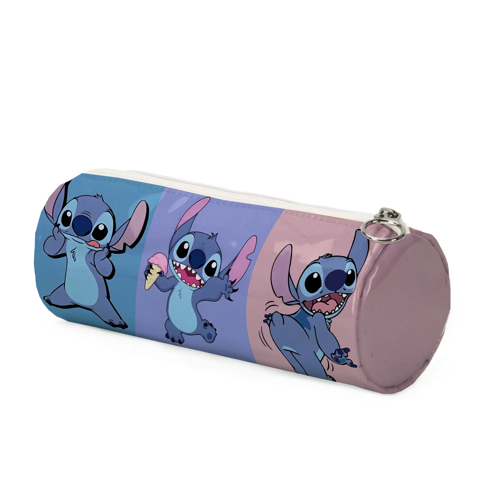 Desenhos animados Disney Stitch Pencil Case, Estudante cilíndrico Lápis Sacos, Saco de papelaria de armazenamento, Presentes infantis