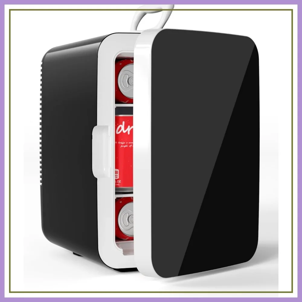 

10L Compact Mini Fridge Portable Cooler for Beverages, Food, Makeup, AC/DC Adapters, Black