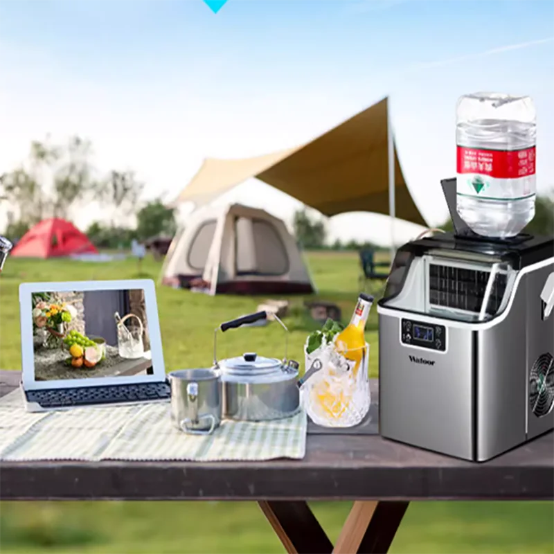 Ice Maker Machine Mini Portable Ice Cube Block Making Automatic   Countertop Ice Machines for Commercial Home Food Beverage