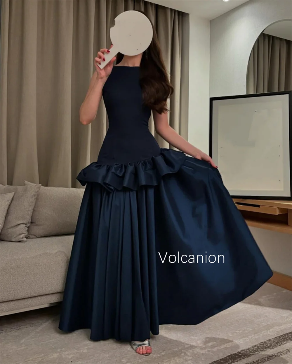 Customized Matching Jersey Pleat Ruched A-line O-Neck Long Dresses Bespoke Occasion Homecoming Exquisite