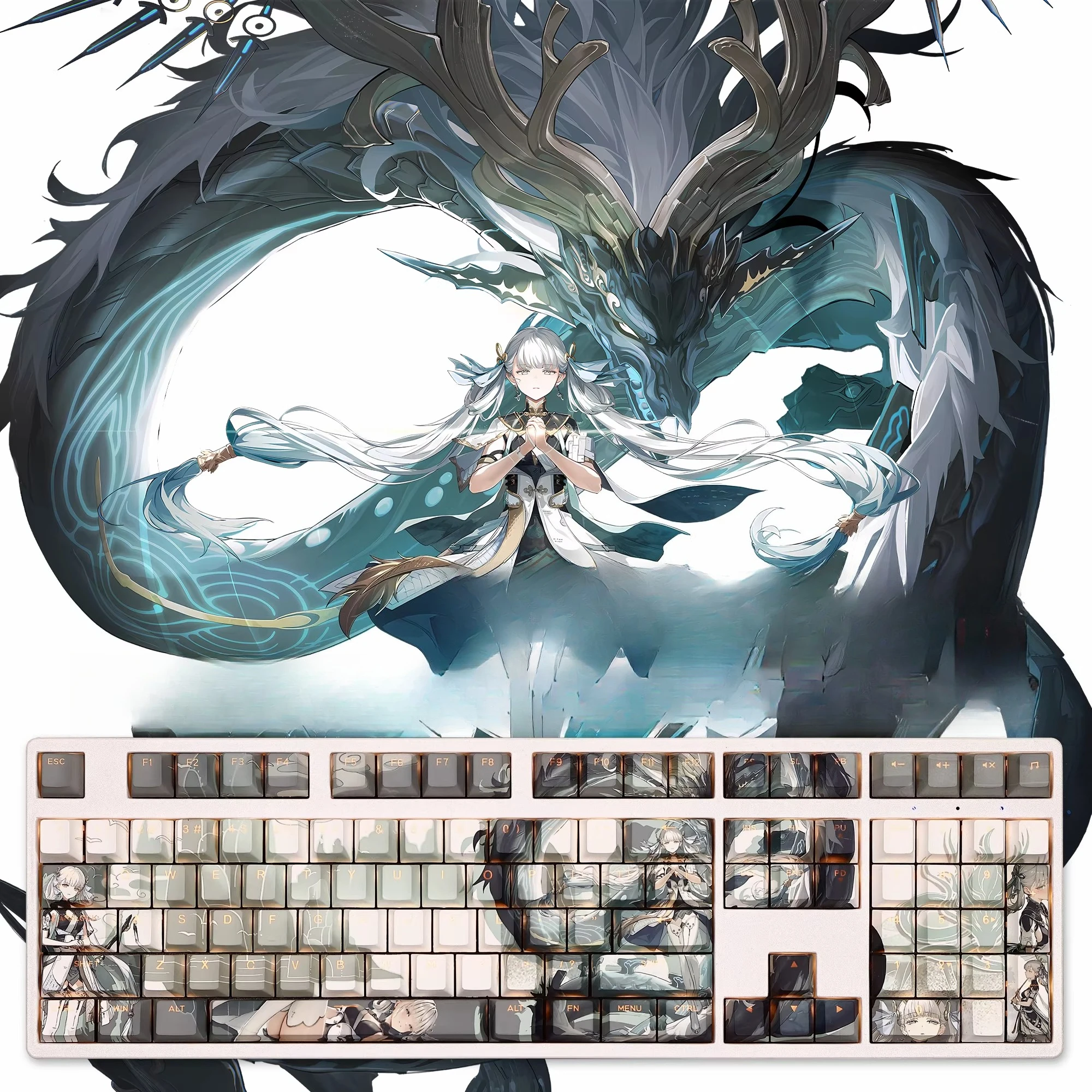 

108 Keys/Set Wuthering Waves Jinhsi Cute Sexy Girl PBT Keycaps Cherry Height for MX Switch Mechanical Keyboard Game Custom