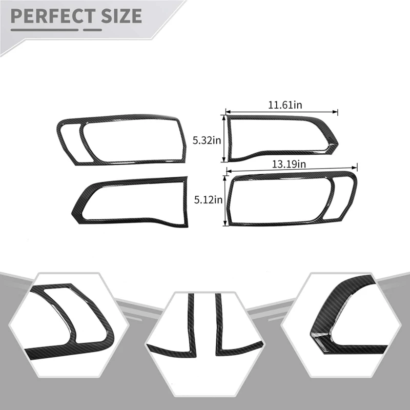 A65p-luz traseira capa moldura guarnição para jeep grand cherokee 2014-2020 acessórios abs fibra de carbono