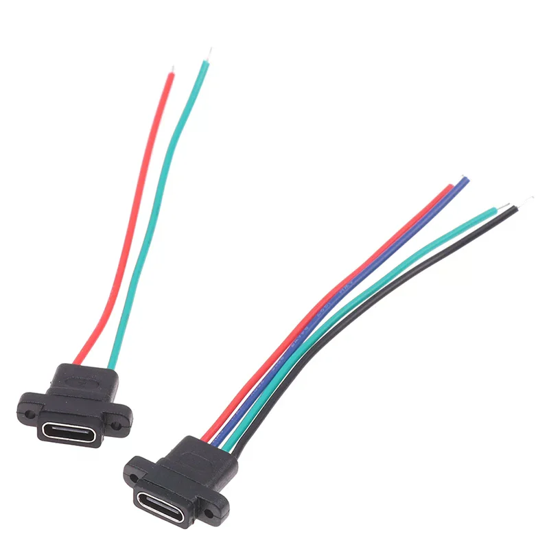 Type-C 2Pin 4Pin Welding Wire Female Waterproof Female Socket Rubber Ring High Current Fast Charging port