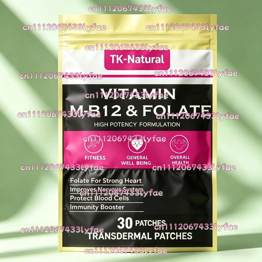 30 Parches Transdérmicos de Vitamina B12 con Metilcobalamina, Folato y Vitamina B6 para Ayudar a Aumentar la Energía Natural y Beneficiar el Cerebro