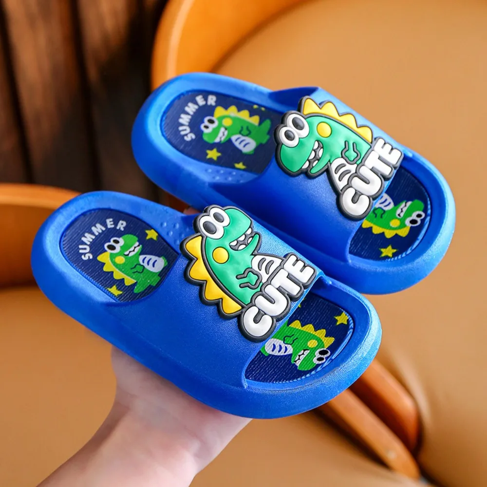 

Cartoon Cute Dinosaur Slippers Anti Slip Platform Cartoon Animal Slippers PVC Solid Color Children's Bathroom Sandals Beach