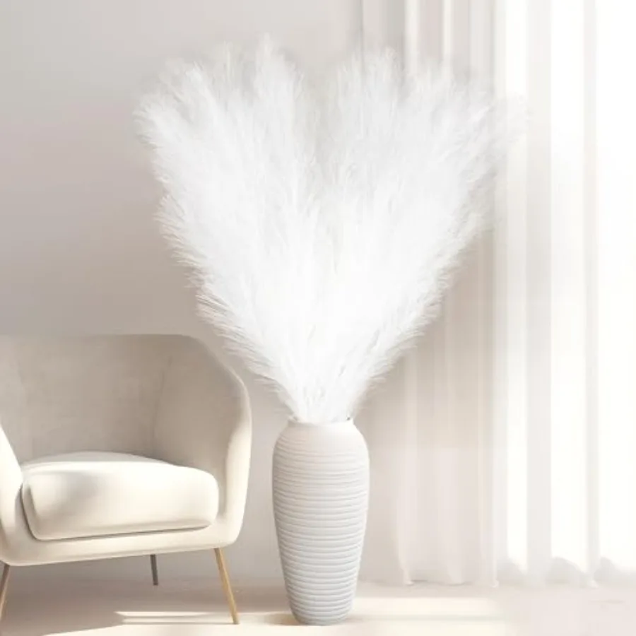 

5 Pcs 71'' Large Faux Pampas Grass Decor Tall Faux Pampas Grass Splicable Fake Dried Boho Home Decor Feathers for Vase Artifici