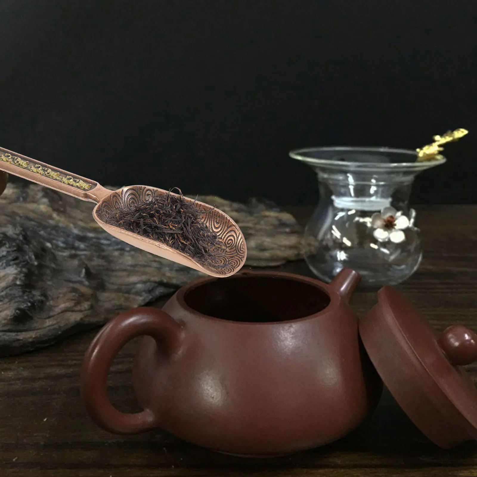 

Copper Zinc Tea Scoop Retro Vintage Style For Coffee Bean Measuring Loose Leaf Tea Shovel Kitchen Bar Accessory Tool