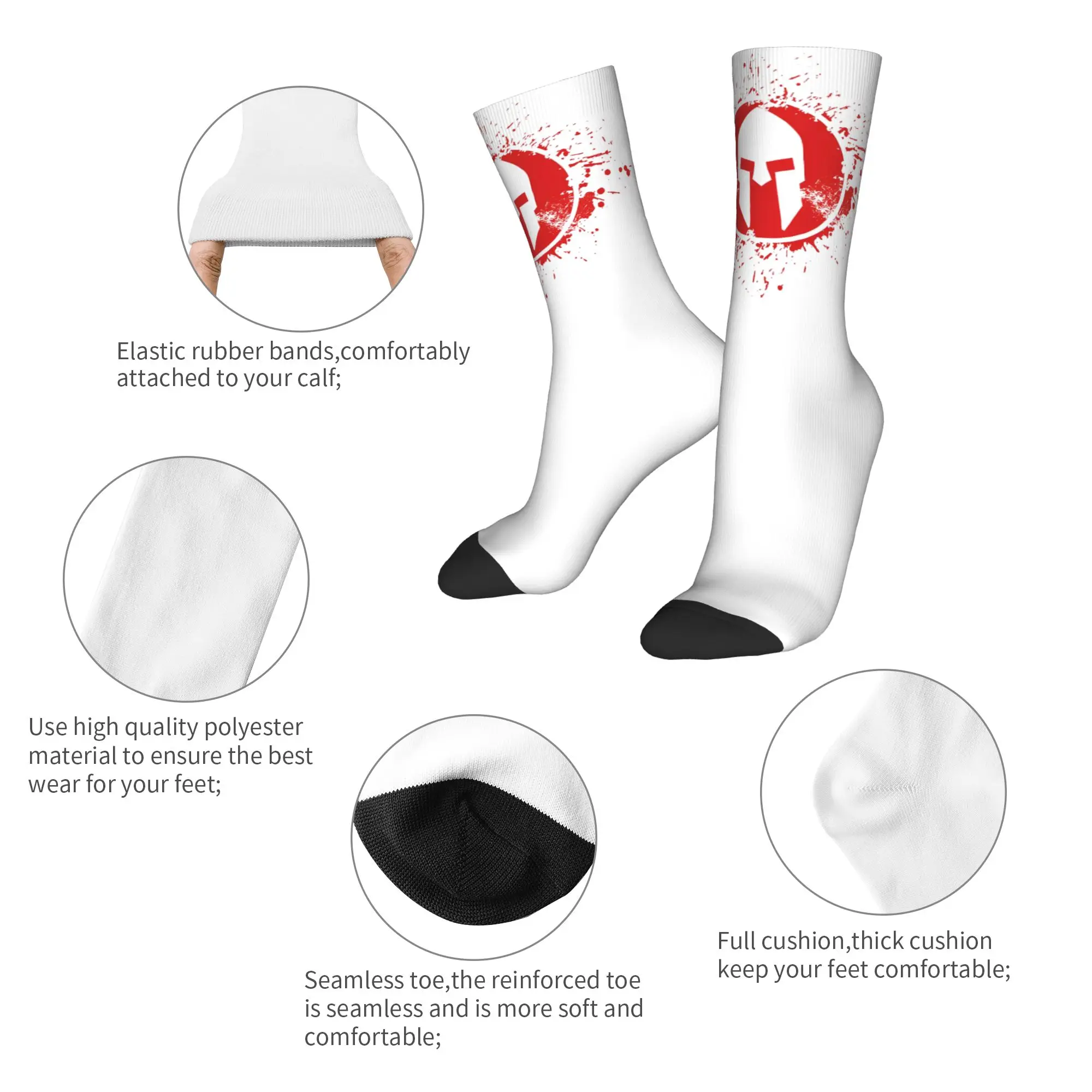 Носки для спартанских гонок на заказ с забавным принтом для женщин и мужчин, эластичные носки для экипажа с логотипом Sparta Spirit на лето, осень и зиму