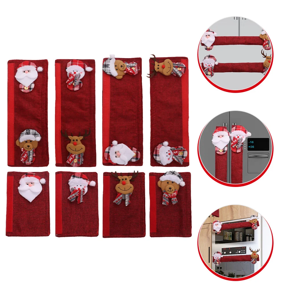 

8Pcs Refrigerator Door Handle Covers Christmas Kitchen Decoration Fridge Handle Protectors Anti-Fingerprint Water Resistant