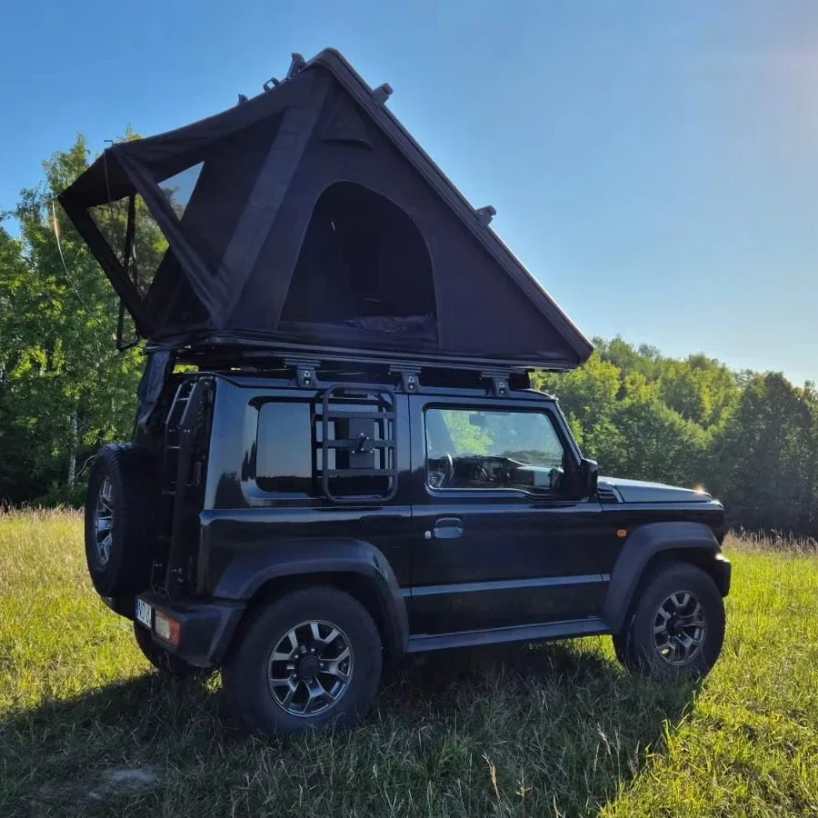 Factory Price Aluminum Hard Shell Camping Rtt Clamshell RoofTop Tent With Ladder 4 Person Waterproof 4x4 Triangle Car Roof Tent