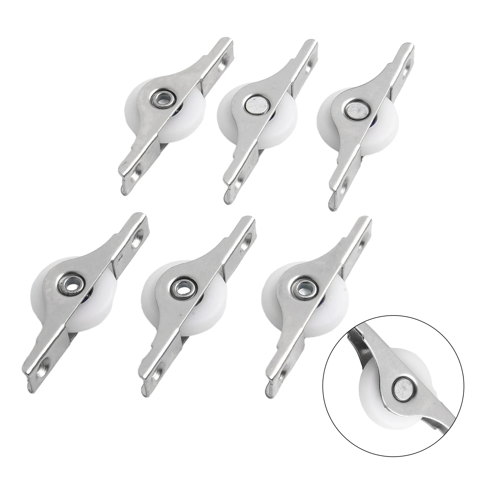 Set Scroll Wheel Sliding Wardrobe Window Pulley Door Hardware Home Kitchen Plastic+stainless Steel Roller Single