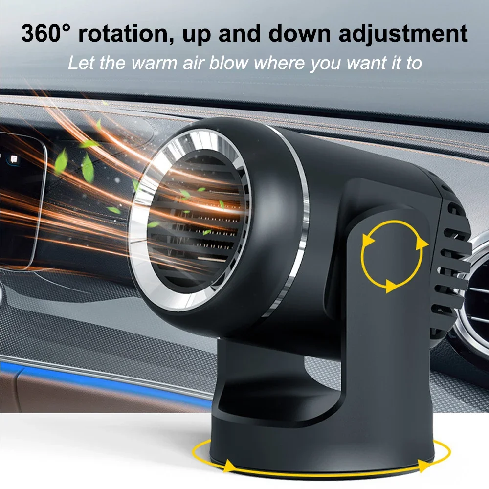 360° Rotate Car Fan Heater 3 Adjustable Power Turbine Heating Fan Heater Car Windshield Defrosting Demister Warm Heater Home