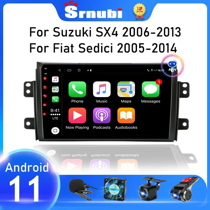 

Srnubi 9-дюймовый автомобильный радиоприемник для Suzuki SX4 2006-2013 Android 12 Мультимедийный видеоплеер GPS 2 Din WIFI Carplay Авто Аудио DVD Колонки