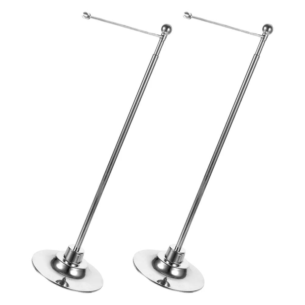 

2 Pcs Desktop Table Indoor Desktop Stainless Steel Mini Trade Show Supplies Conference Flag Display