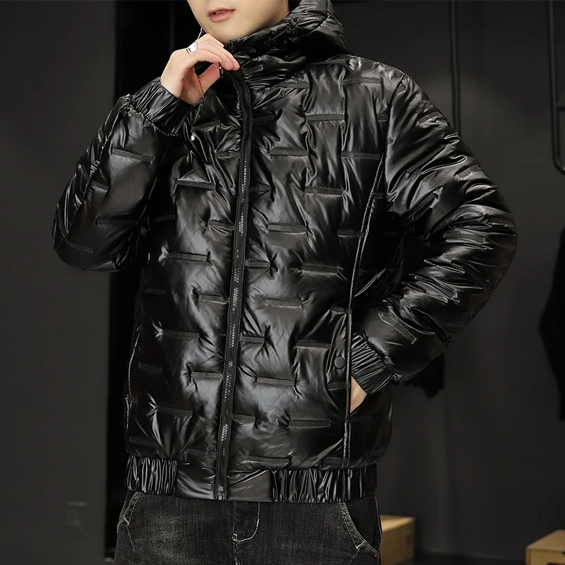 

shiny cotton coat men's hooded thick warm winter new men's Korean version youth casual warm cotton jacket jacket jacket t