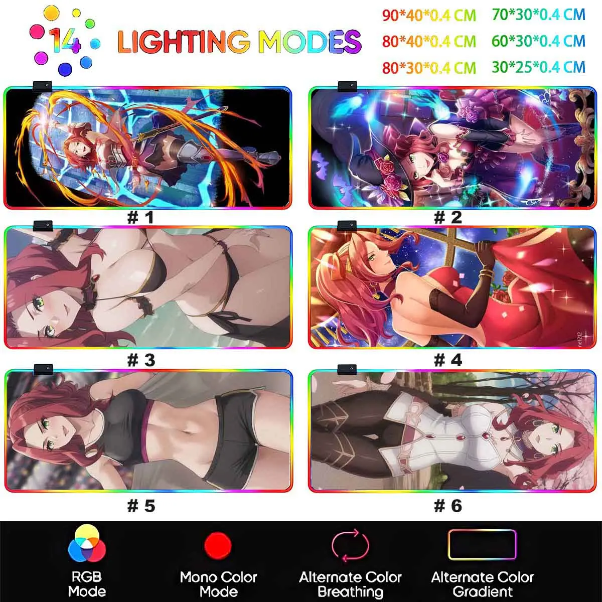 RGB Backlit Anime The Rising of the Shield Hero Mouse Pad Overwatch Mouse Mat Large Mouse Pad Non-Slip Gamer Table Keyboard Mat