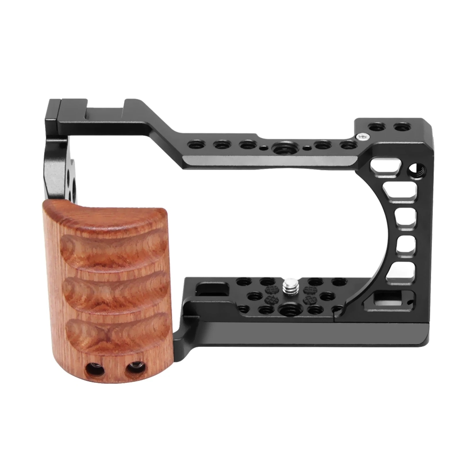 For Sony A6400 A6300 A6100 A6000 PULUZ Wood Handle Metal Camera Cage Stabilizer Rig