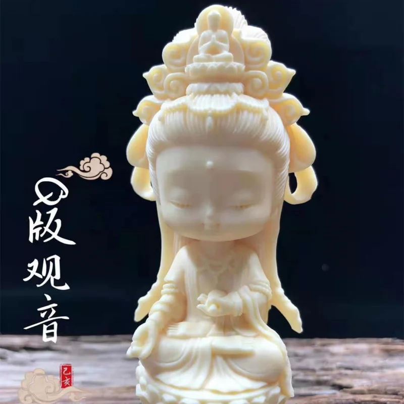 

Factory Direct Supply Ivory Nut CarvingQVersion Guanyin Bodhisattva Mini Guanyin Buddha Ornament Crafts Gift Box