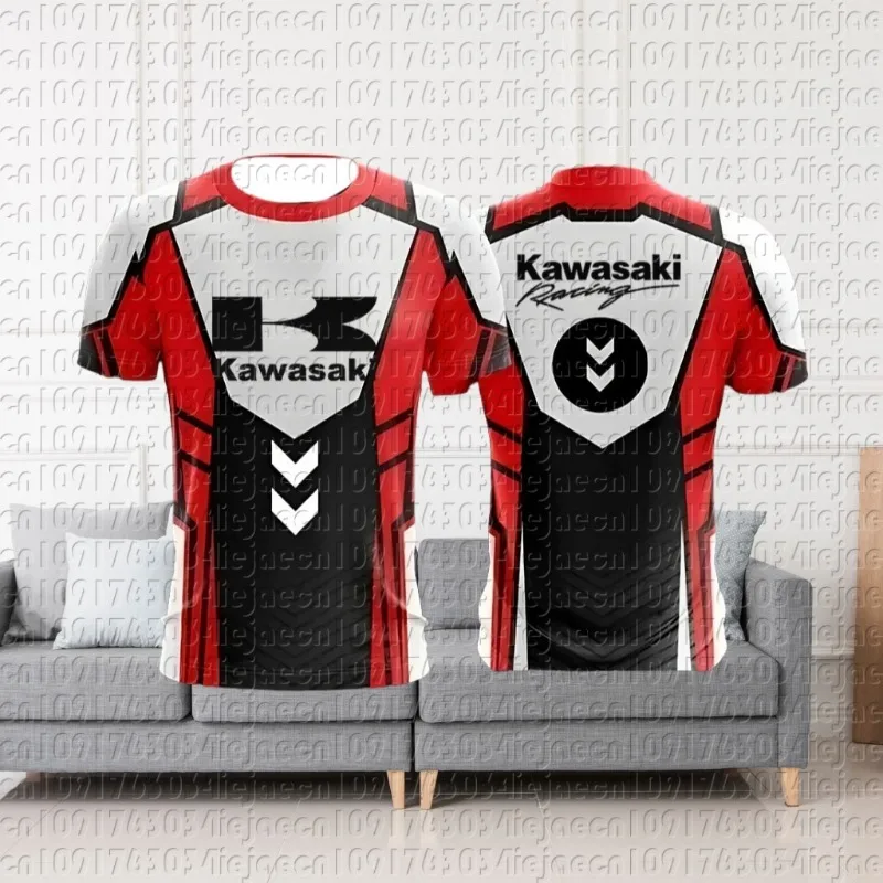 

Мужская мотоциклетная спортивная футболка Kawasaki 2025 года, простой графический принт с логотипом, подходит для гоночной команды по бездорожью, Джерси