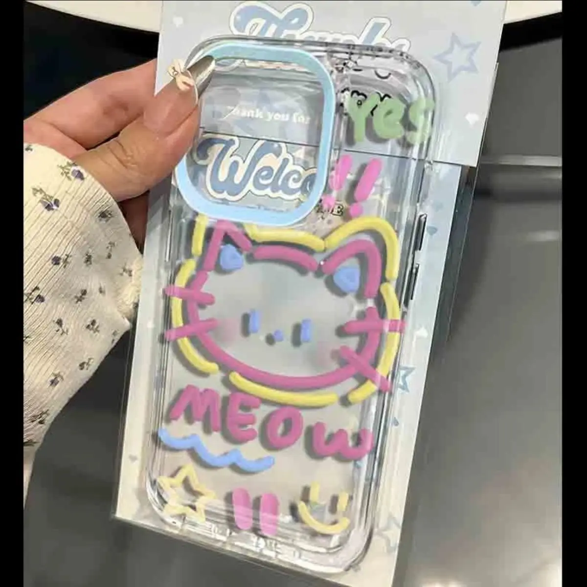 lovely Line Cat Meow Fun Phone Case For iPhone 15 14 13 Pro Max 13 12 11 Pro X XR XS MAX 7 8 Plus Cartoon Y2k Cute Phone Cover