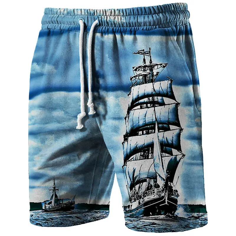 Compass Sailboat 3D Print Beach Shorts Men Women Fashion Oversized Surfing Board Sport Pants Swimsuits Trunks Kid Clothing