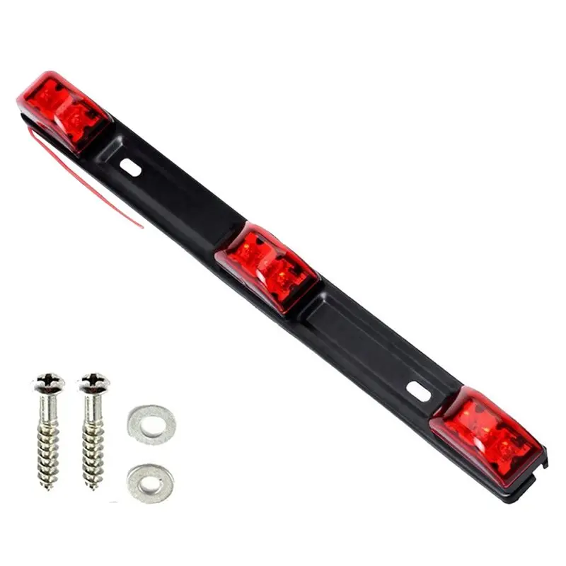 6X Trailer Tail Light Bar, 14.2 Inch Red Clearance Identification ID Marker Light With Bracket-A99D