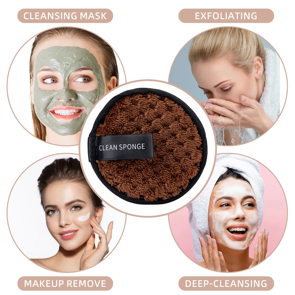 مجموعة فرش وإسفنجات المكياج، منتفخة مكياج بنية، بيضة تجميل، عصابة رأس، مجموعة إزالة معصمه، أداة مكياج، هدية، 20/40 #4