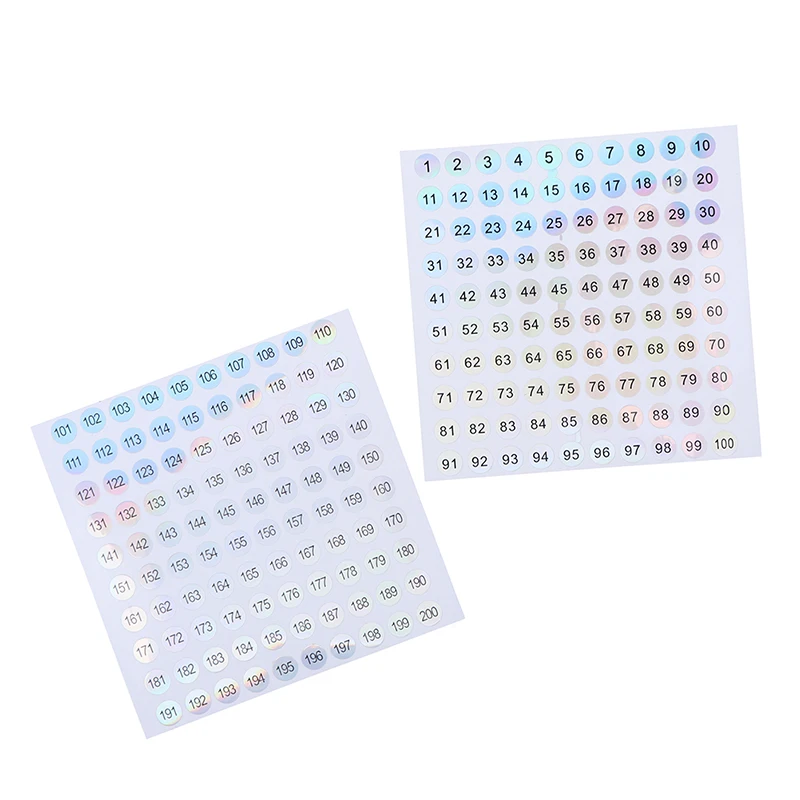 1Pc Waterproof Number 1-200 Laser Labels Stickers Nail Polish Lipstick Number Tags.
